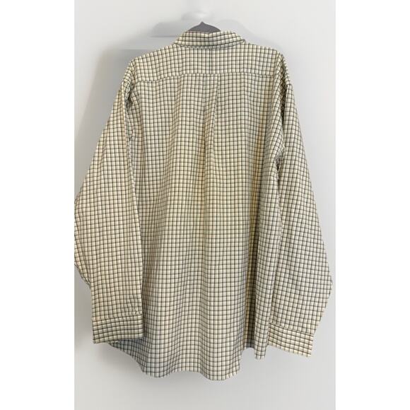 LL Bean Wrinkle Resistant Button Shirt Mens XXL Green Blue Plaid Long Sleeve - Picture 2 of 6